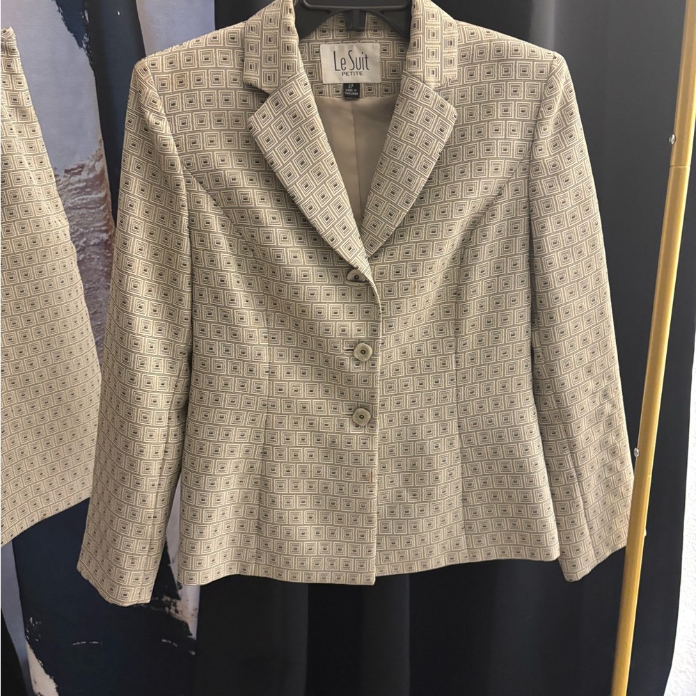 Le Suit Tan Textured Blazer Classic Professional Jacket